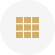 Gold grid icon with nine squares inside a white circle, symbolizing pattern or structure.